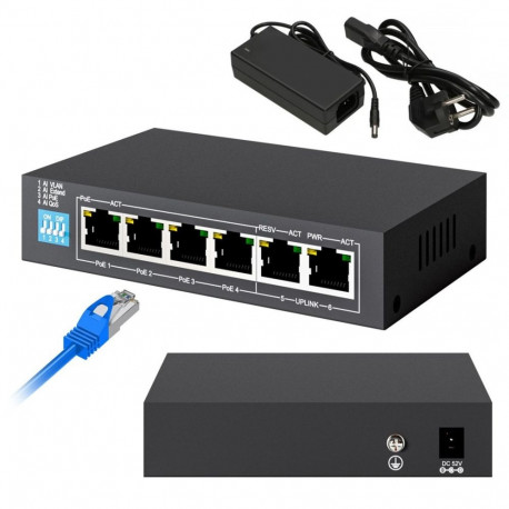 Extralink PoE Switch KRIOS 4x Gigabit PoE/PoE+, 2x RJ45 Uplink Gigabit, 60W