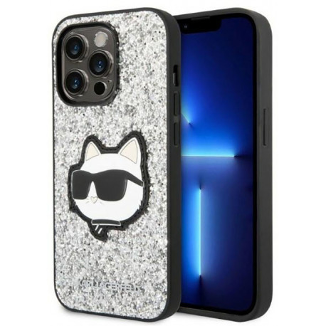 Karl Lagerfeld case NFT Glitter Choupette Patch Apple iPhone 14 Pro Max, silver