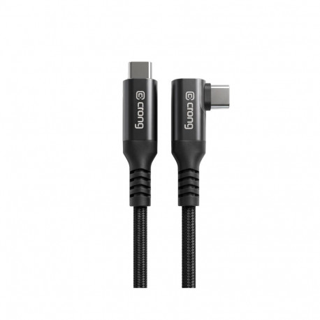 Crong Armor Link - Kabel kątowy 60W PD 3A USB-C do USB-C 5Gbps 4,8 m (czarny)