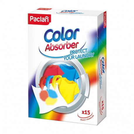 Laundry Accessory - Paclan Color Absorber Wipes 15 Count, Prevents Color Bleeding, Multi-Color