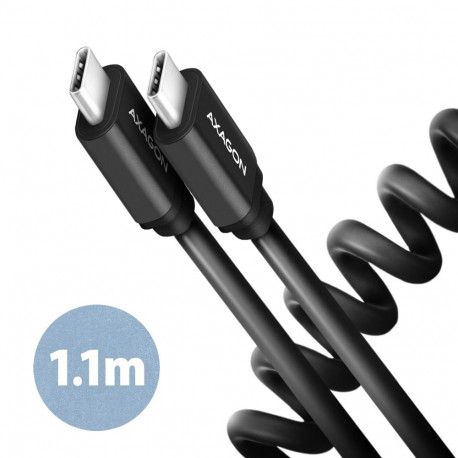 Axagon USB-kaabel USB 2.0 USB-C 1,1m andme- ja laadimiseks PD 60W 3A põimitud, must