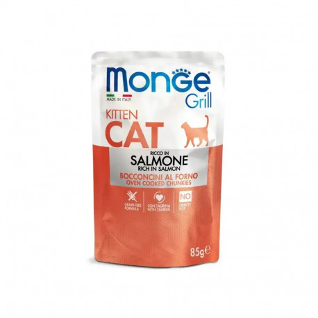 Monge Cat Grill Pouch Kitten Chunkies in Jelly Rich in Salmon 85 g