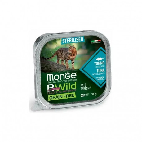 Monge Cat BWild Grain Free Sterilised Pate Tuna with Vegetables — complete grain-free wet pâté food 