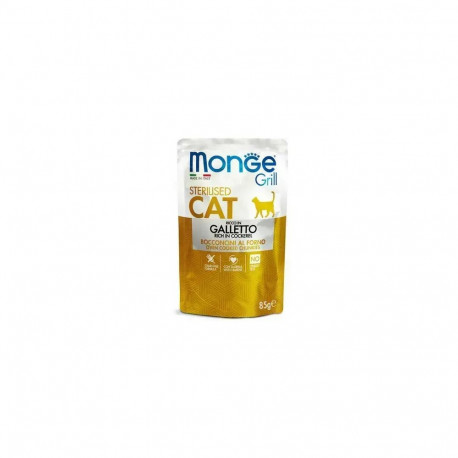 Monge Grill Sterilised Cat Chunkies in Jelly Rich in Cockerel 85 g — complete wet food for sterilise