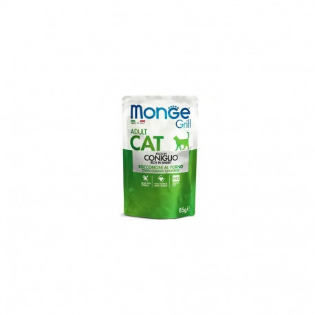 Monge Grill Adult Cat Chunkies in Jelly Rich in Rabbit 85 g — complete wet food for adult cats with 
