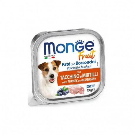 Monge Dog Fruit Pate and Chunkies with Turkey and Blueberry — complete wet pâté food with turkey chu