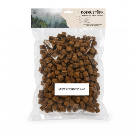 Koerustükk kuivatatud veise kuubikud koerale 500g