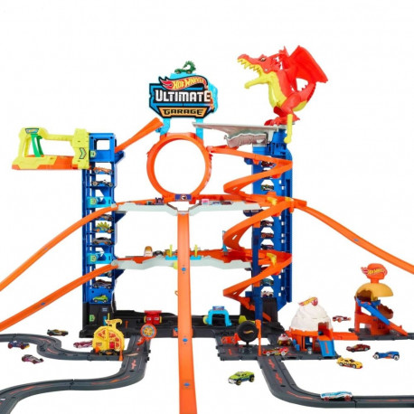 Hot Wheels City mängukomplekt Ultimate Garage sarjast „Let’s Race“, 2 mänguauto ja hoiukohaga enam k