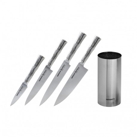 SAMURA Set of 4 knives and stands  Bamboo