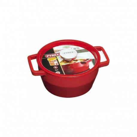 PYREX keedupott 2.2L ümmargune malmist Ø20cm, punane