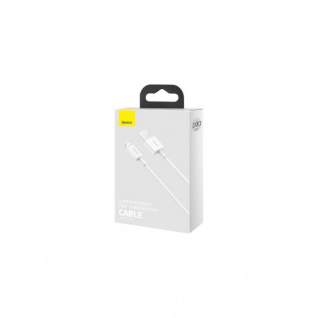 Baseus Lightning Superior Series cable, Fast Charging, Data 2.4A, 1m White (CALYS-A02)