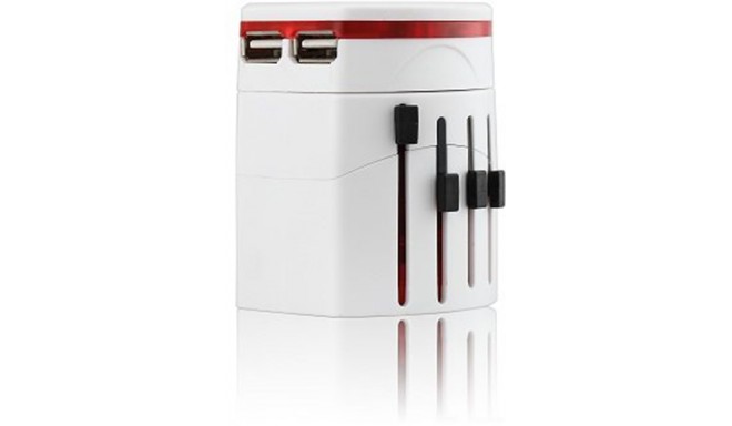 Omega travel adapter 4in1 USB, white (42010)