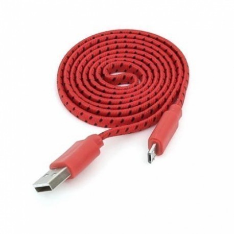 Omega kaabel microUSB 1m lame punutud, punane (42329)