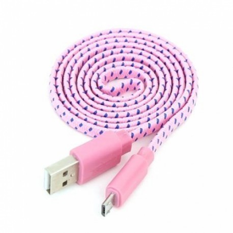 Omega kabelis microUSB 1m, rozā (42328)