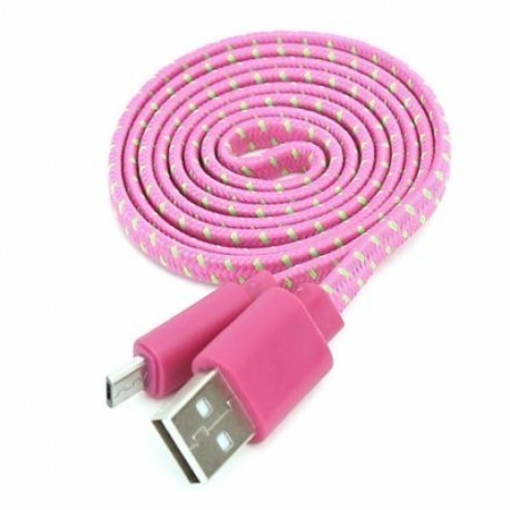 Omega kaabel microUSB 1m lame punutud, tumeroosa (42327)