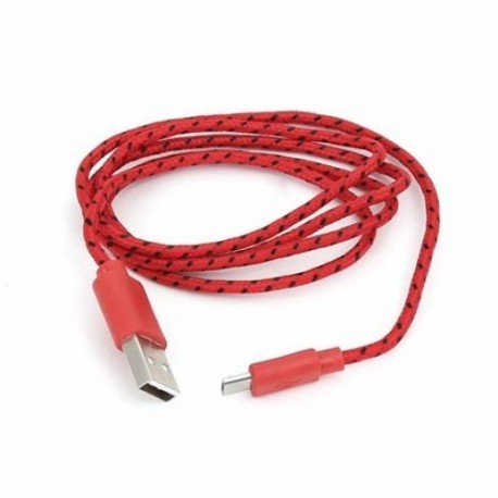 Omega kaabel microUSB 1m punutud, punane (42321)