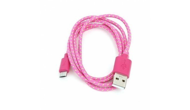 Omega kabelis microUSB 1m, rozā (42319)