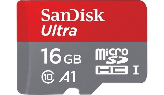 SanDisk mälukaart microSDHC 16GB Ultra Android 98MB/s A1 Class 10 UHS-I + adapter