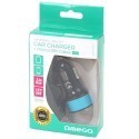Omega car power adapter 2×USB + cable, light blue (42543)