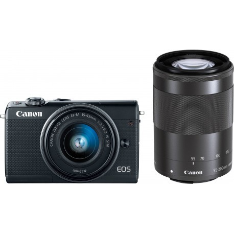 Canon EOS M100 + EF-M 15-45mm + 55-200mm IS STM, melns
