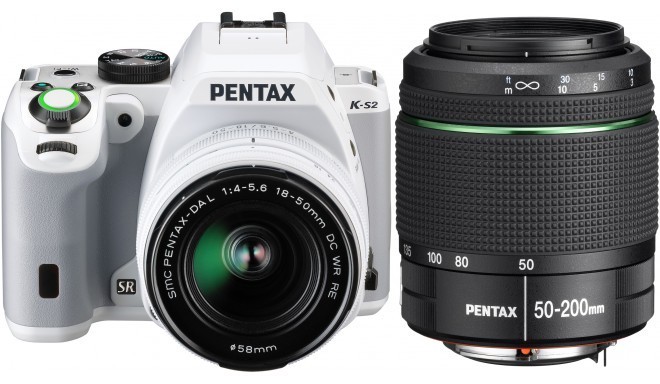 Pentax K-S2 + 18-50mm WR + 50-200mm WR Kit, white