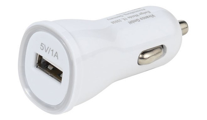 Vivanco autolaadija USB 1000mA, valge (35928)