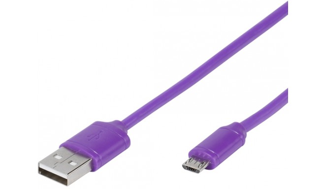 Vivanco kaabel USB - microUSB 1,0m, lilla (35819)