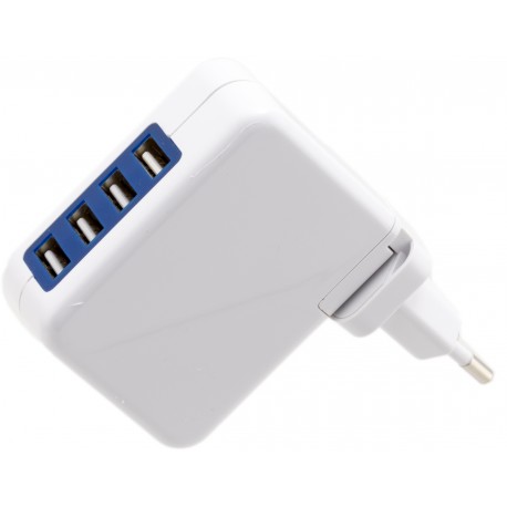 Omega USB lādētājs 4xUSB US/EU/UK + kabelis, balts (42674)