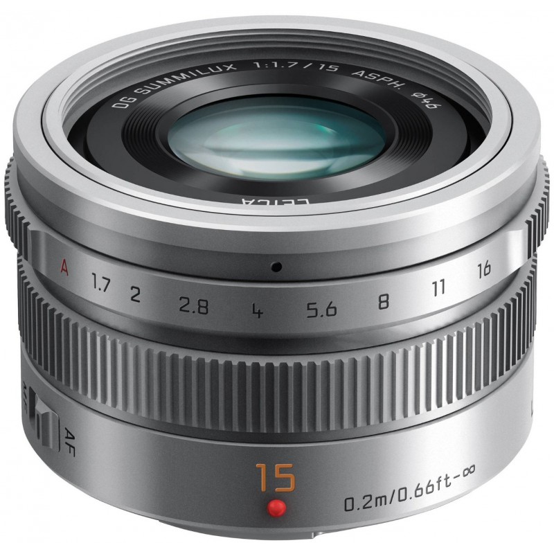 Panasonic Leica DG Summilux 15mm f/1.7 ASPH objektiiv, hõbedane