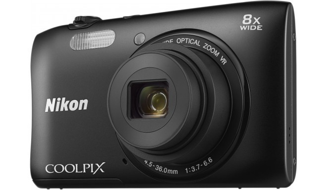 Nikon Coolpix S3600, melns