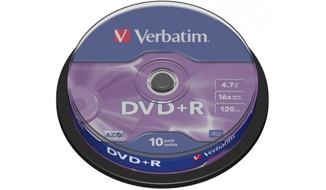 Verbatim DVD+R Matt Silver 4,7GB 16x 10gb. spindle iepakojumā