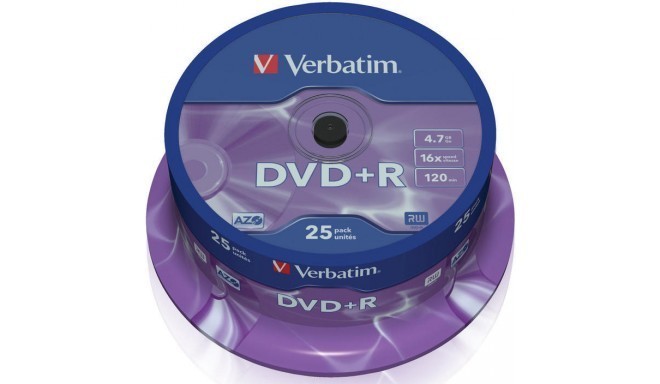 Verbatim DVD+R Matt Silver 4.7GB 16x 25pcs spindle