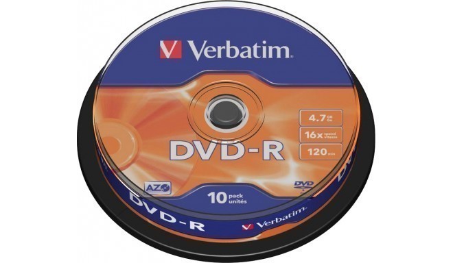 Verbatim DVD-R Matt Silver 4,7GB 16x 10tk tornis